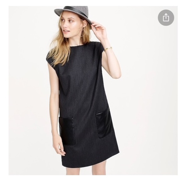 J.Crew shift dress with faux leather pockets - Picture 1 of 9